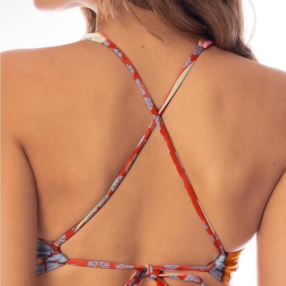 Reversible Halter Gaby High Neck Bikini Top Floral Stripe NEW Boho Y2K NWT Maaji - Picture 4 of 8